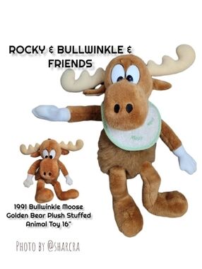 golden bear Vintage Rocky & Bullwinkle Moose Stuffed Animal  16" Kids Plushie
